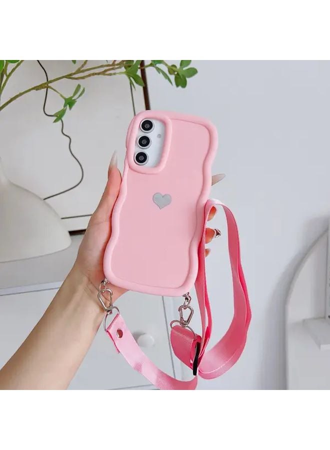 Purple Heart Macaron Candy Phone Case With Strap For Samsung Galaxy A15 5G - Image 5
